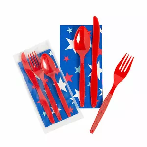 Patriotic Cutlery Sets , Fourth of July, Party Supplies, 50 Pieces - Picture 1 of 1