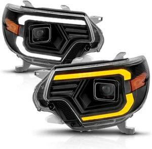 For 12-15 Toyota Tacoma Black Housing Project Headlights w/C DRL Turn Switchback - Picture 1 of 4