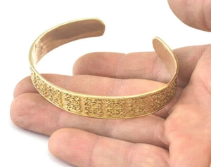 Brazalete Boho Boho Brazalete Ajustable Texturizado Latón Crudo a Rayas - Imagen 1 de 2