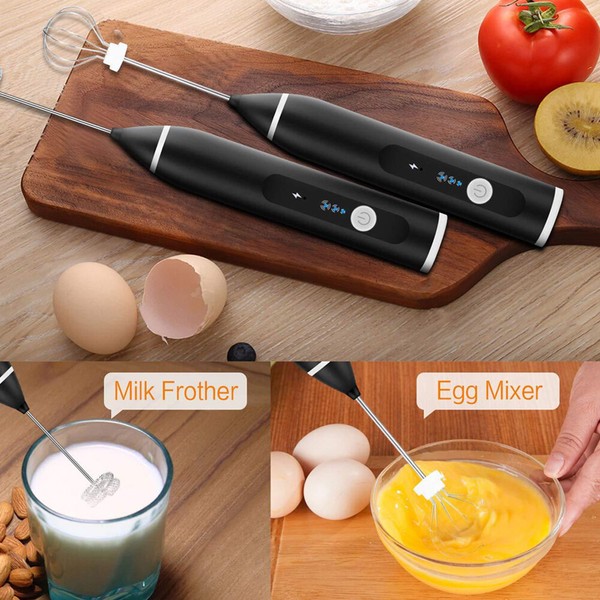 Milk Frother Food Grade Stainless Steel Coffee Blender Electric Whisk With Three Photo Related