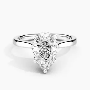 2 Ct Pear Cut IGI Lab Grown Diamond Hidden Halo Engagement Ring 14k White Gold - Picture 1 of 4