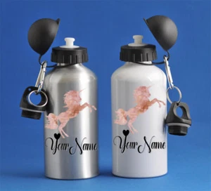 Roségold Marmor Einhorn Wasser Sport Flasche silber oder weiß Schule PE Fitnessstudio Tanz - Bild 1 von 1