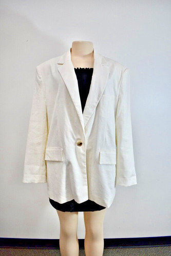 OFF WHITE Giacca blazer donna ZARA bianco sporco misto cotone taglia large in offerta