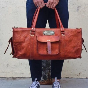 25" Men Genuine Leather Duffel Bag Travel Weekender Overnight Luggage (25 inch) - Picture 1 of 5