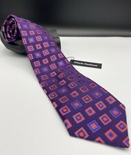 CARVEN Paris Men's 100% Silk Tie ~ Purple ~ Geometric ~ Designer!