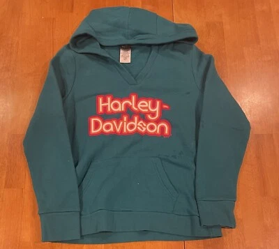 Sudadera con capucha Harley Davidson cuello en V para mujer grande 2019 Neon Spellout Foto 1 de 4