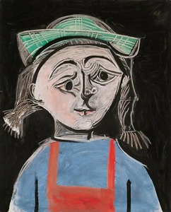 PABLO PICASSO Art Poster or Canvas Print "FILLETTE AUX NATTES ET AU CHAPEAU VER" - Picture 1 of 1