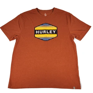 T-shirt Hurley logo uomo taglia grande stampa grafica arancione misto cotone maglietta ruggine - Foto 1 di 10