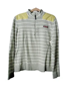 Camicia di pecora Vineyard Vines taglia Lar grigia bianca a righe Terry quarto zip pullover - Foto 1 di 9