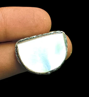 Anillo de regalo hecho a mano enchapado en plata de ley 925 con piedras preciosas de madreperla curativas ~ Foto 1 de 2