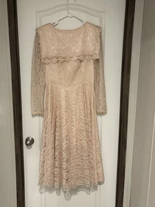 Vg Gunne Sax Peach Lace Satin Dress Sz S/6 Bib Collar Prairie Maxi Cottagecore - Picture 1 of 16
