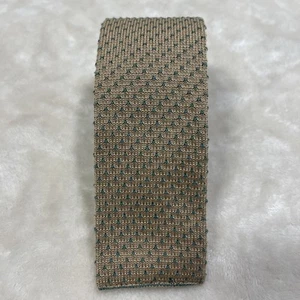 JC Penny Cotton Men's Knit Necktie Khakis with Aqua Geometric Polka Dot Pattern - Picture 1 of 6