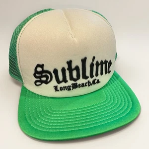 Cappello camionista Sublime Long Beach California 2013 verde snapback regolabile - Foto 1 di 5