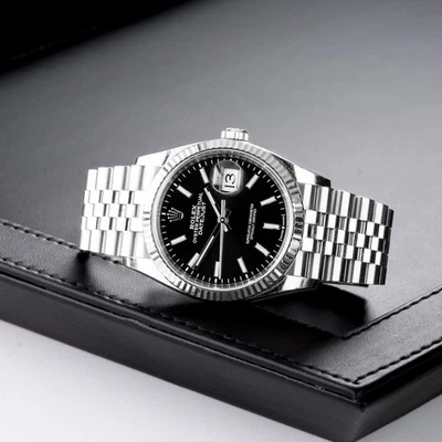 Rolex Datejust 126234 36mm SS Black Dial Jubilee Bracelet with Silver Bezel - Image 1 of 4