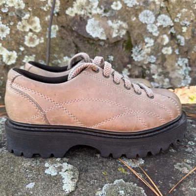 Винтажные женские туфли-оксфорды American Eagle 7 кожа 90-е Y2K на платформе коричневые - Изображение 1 из 4