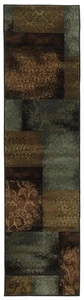 2'x7' Sphinx Geometric Blue Squares Damask 4878B Runner - Aprx 1' 10" x 7' 6" - Picture 1 of 1
