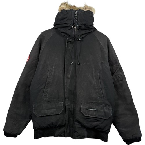 CANADA GOOSE Giacca uomo vintage Canada pelliccia d'oca con cappuccio nera full zip M