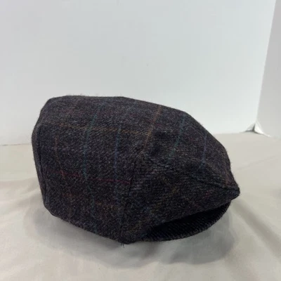 Vintage Broner Cabbie Driving Cap Hat Mens XL Gray Plaid Wool USA Made - Image 1 of 4