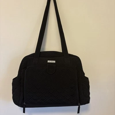 Bolso de bebé Vera Bradley Make a Change negro, bolsa de pañales, bolso de mano, acolchado usado en excelente estado Foto 1 de 4