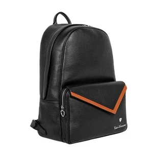 Tonino Lamborghini Leather Backpack Black/Orange - Picture 1 of 5