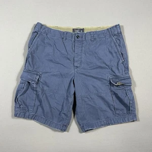 Abercrombie Fitch Cargo Shorts Mens 36 Blue Cotton Utility Drawstring 10" Inseam - Picture 1 of 12