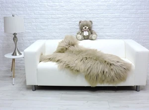 Giant Taupe Icelandic Sheepskin Rug; Soft, Long Wool Fur Throw, Home Decor 372 - Picture 1 of 10