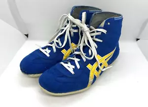 Zapatos de Boxeo Lucha Asics Azul Amarillo EE. UU. 8 (26 cm) Antiguos EX-EO TWR900 Usados - Imagen 1 de 9