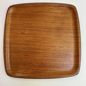 MCM Teak Wood Serving Tray Japan Molded Square Platter Vtg Mid Century Modern - Picture 1 of 20