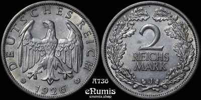 Germany, Weimar Republic, 2 Mark 1926 J, Hamburg, XF+ - Image 1 of 4
