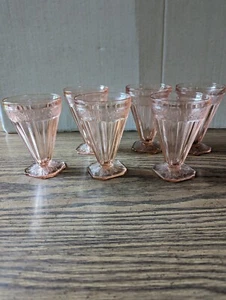 Jeannette Glass "Adam" Set of 6 Pink Tumblers 4-1/2" - Picture 1 of 5