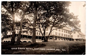 Postcard RPPC Oake Grove Hotel Boothbay Harbor Maine 1924 Photo Destroyed 1965 - Picture 1 of 4
