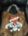 Women Ed Hardy "LOVE KILLS SLOWLY" Oversized Purse Copper and Gold Tote/Hand Bag