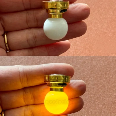 Dollhouse LED Battery Lights 1:12 White Globe Shade 1:12 Miniature Chandelier - Image 1 of 4