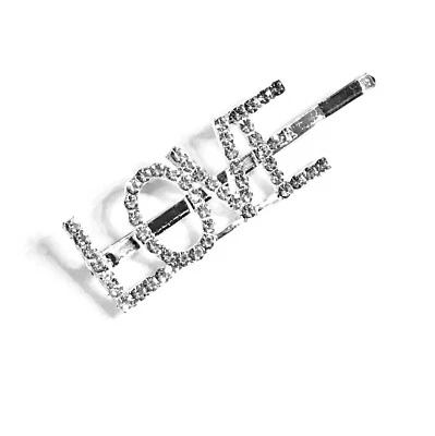 Prendedor de bobby Mia Mane, accesorio para el cabello, alfiler para el cabello con estrás palabra AMOR Foto 1 de 2