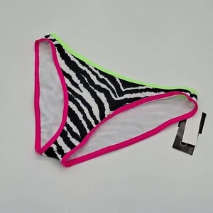 California Waves Bikini Bottom Juniors Medium Zebra Print Hipster Black White M - Picture 1 of 7