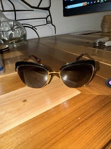 Prada SPR51T SPR/51T LAX/5X1 Antique Gold/Black Polarized Sunglasses - Picture 1 of 5