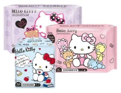 Cooling Hello Kitty Sanitary Pads Bear Wings Barriers Menstrual Period Soft 34cm - Image 1 of 4
