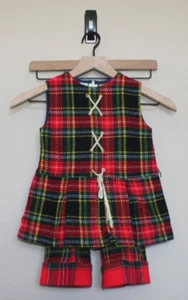 Vintage Vest Pant Set Carol Evans JCPenney Plaid 1960s 1970s Girls Size 3 3T Mod - Picture 1 of 7