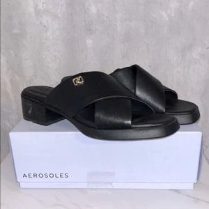 NEW Aerosoles Duane Women's Black Slide heeled Sandals sz 11 - Picture 1 of 6