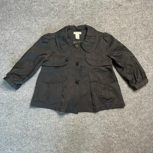 Vertigo Womens Utility Jacket Black Waist Length Buttons Pockets Collar XS - Picture 1 of 6