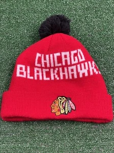Chicago Blackhawks Hockey NHL Winter Beanie Hat With Pom Red Fan Favorite OSFA - Picture 1 of 7