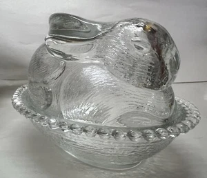 Rabbit In Nest Large Vintage Bubble Glass Edge Bunny. Boopie? Indiana? - Picture 1 of 9