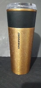 Starbucks Fall 2021 Gold Leaf Foil Black Grip Cold Brew Stainless Tumbler 16oz - Picture 1 of 4