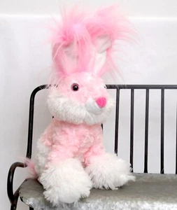 DanDee Hairy Eared Fuzzy White Fur Pink Rabbit Bunny Plush Easter - Picture 1 of 3