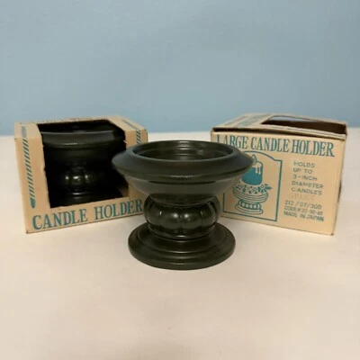 Juego de 2 candelabros pilares de cerámica fina verde oscuro Foto 1 de 4