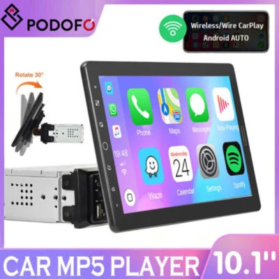 Radio estéreo para automóvil con pantalla giratoria táctil única de 1 Din de 10,1"" Apple/Android Carplay Foto 1 de 4