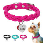 Personalized Dog Collars Soft Suede Braided for Pet Cat Puppy Chihuahua XS S M
