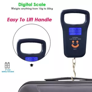 LCD Electronic Digital Portable Scale Luggage Weight Hanging Travel 10G to 50KG - Picture 1 of 5