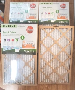 Paquete de 3 filtros de aire interiores Rheem 14x24x1 polvo y polen de alto rendimiento 10 en total - Imagen 1 de 8