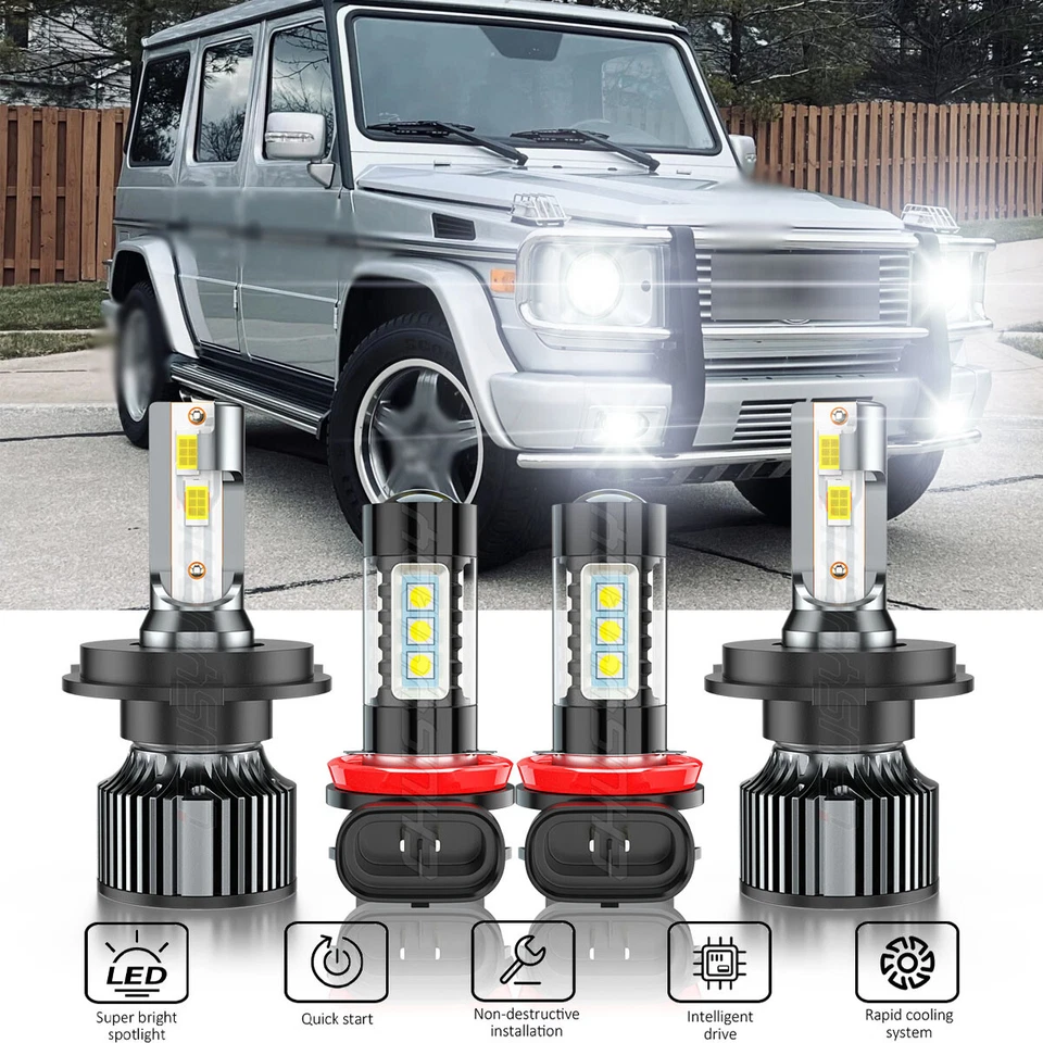 For Mercedes-Benz G55 AMG 2008-2010 LED Headlight Hi Lo Beam FogLight Bulb Combo - Image 1 of 4